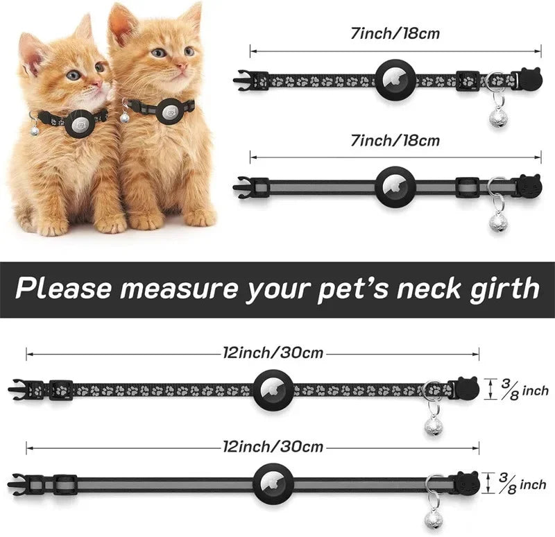 AirTag Cat & Dog Collar – Reflective Adjustable Safety Buckle GPS Collar