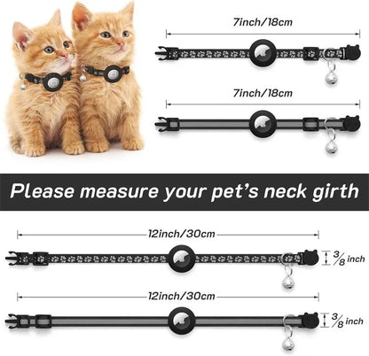 AirTag Cat & Dog Collar – Reflective Adjustable Safety Buckle GPS Collar