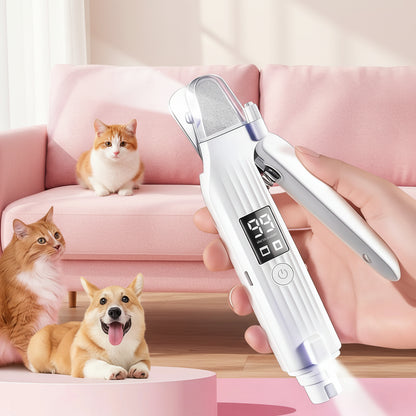 2-in-1 Electric Pet Nail Grinder with LED Light – Quiet Trimmer for Dogs & Cats