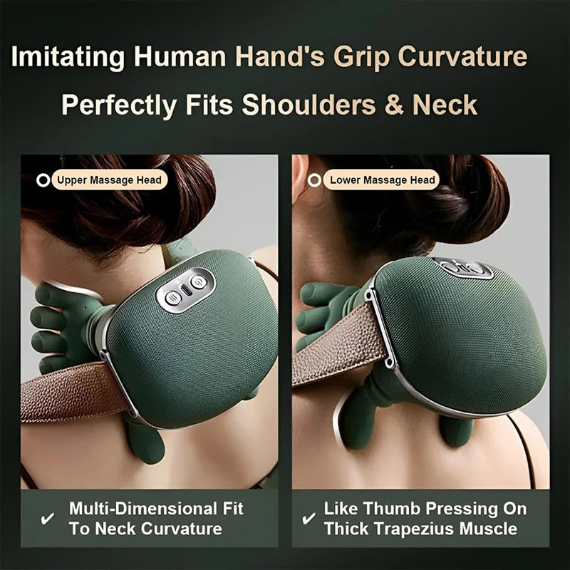 Bionic Neck & Shoulder Kneading Massager – 3-Level Heat Shawl for Pain Relief
