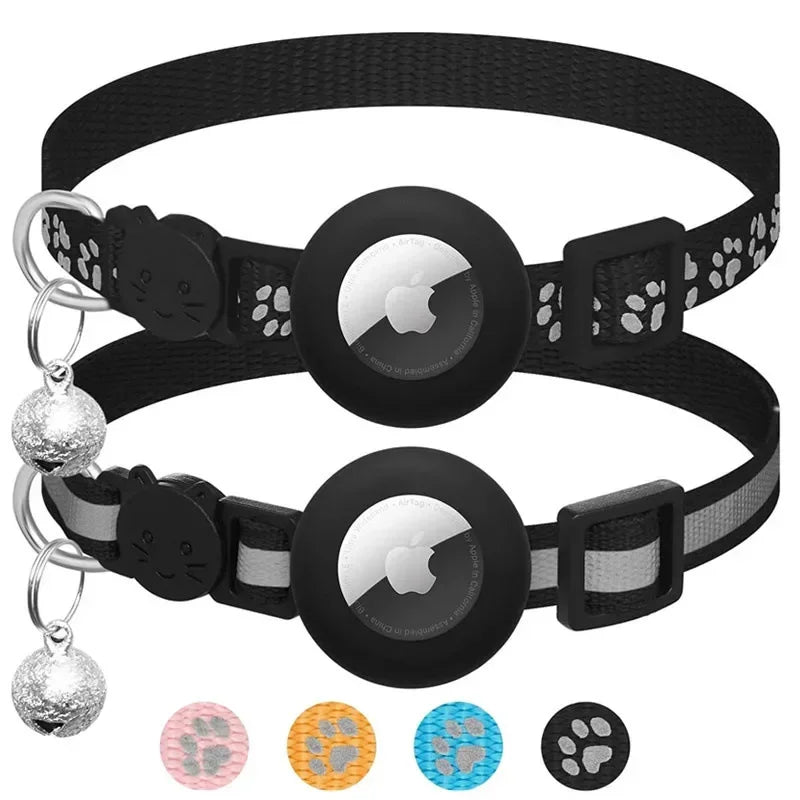 AirTag Cat & Dog Collar – Reflective Adjustable Safety Buckle GPS Collar