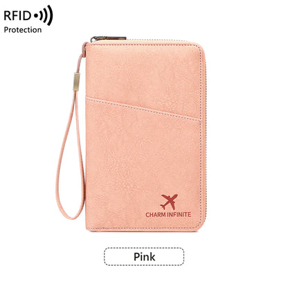 RFID Blocking Passport Wallet – Multi-Document Travel Holder with Zipper