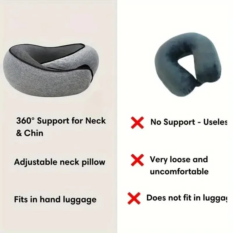 Memory Foam Travel Neck Pillow – U-Shaped Snail Style Adjustable Support Pillow