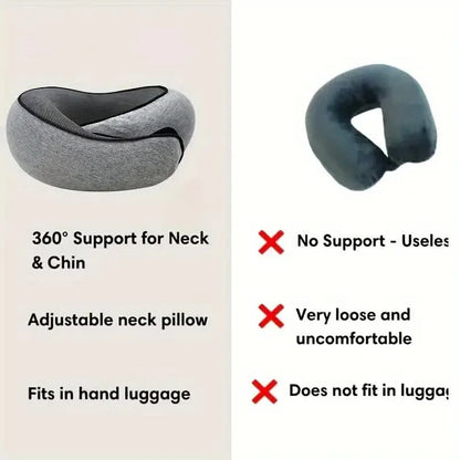 Memory Foam Travel Neck Pillow – U-Shaped Snail Style Adjustable Support Pillow
