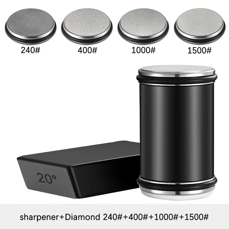 Rolling Knife Sharpener – Double-Sided Diamond Sharpening Stone with Angle Guide