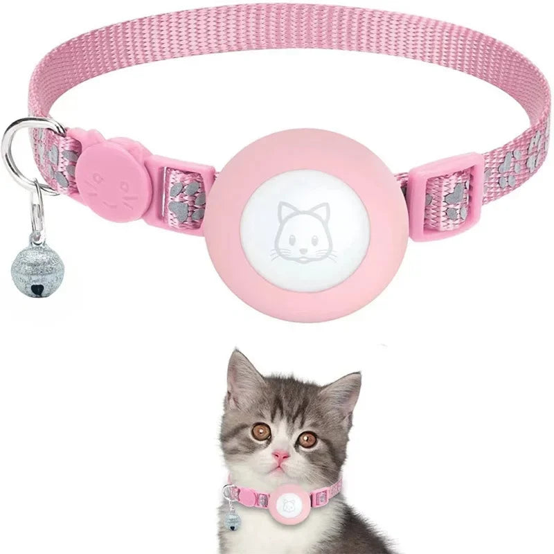AirTag Cat & Dog Collar – Reflective Adjustable Safety Buckle GPS Collar