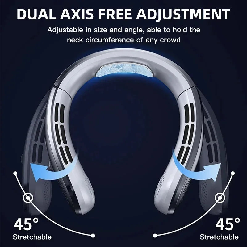 8000mAh Bladeless Neck Fan – Portable Rechargeable Hands-Free Cooling Fan