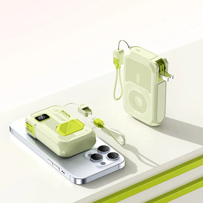 3-in-1 Wireless Power Bank 20,000mAh – 22.5W Fast Charge with Stand & Built-in Cables