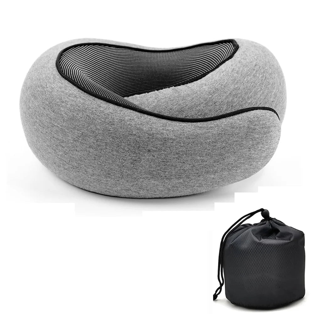 Memory Foam Travel Neck Pillow – U-Shaped Snail Style Adjustable Support Pillow