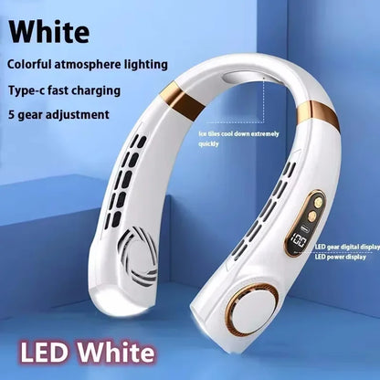 8000mAh Bladeless Neck Fan – Portable Rechargeable Hands-Free Cooling Fan