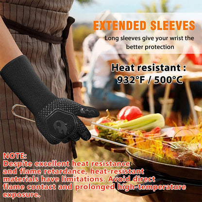 Heat-Resistant Silicone BBQ Grill Gloves – Non-Slip Oven Mitts for Cooking & Barbecue