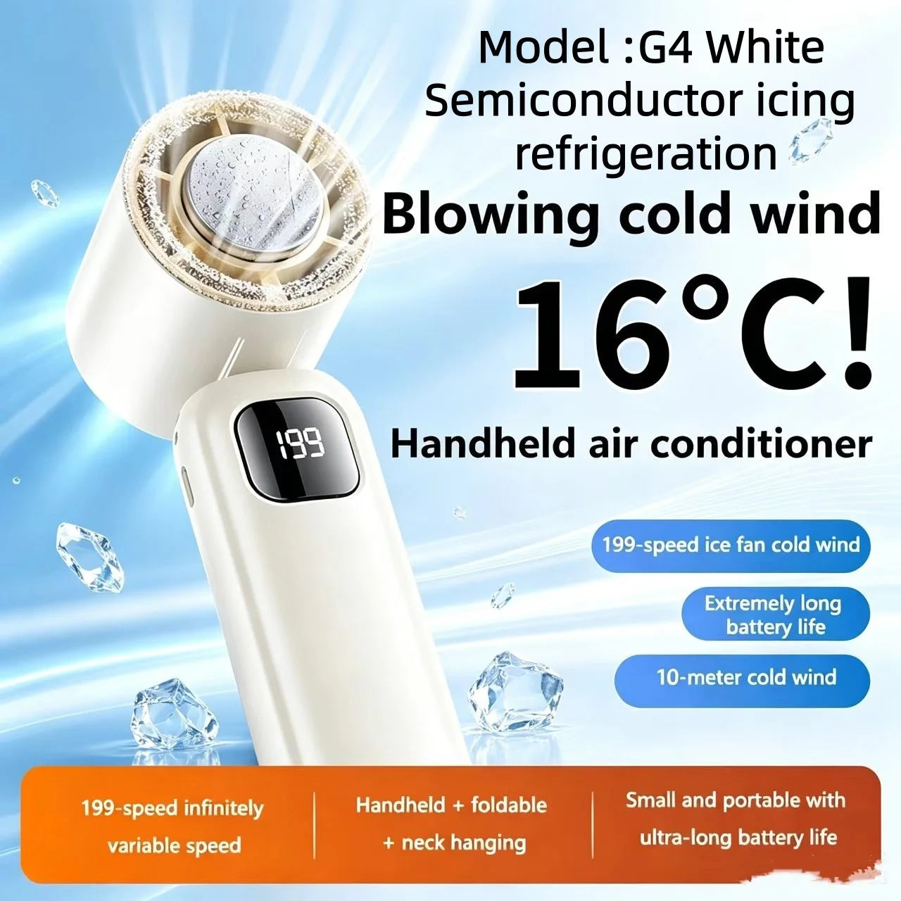 8000mAh Bladeless Neck Fan – Portable Rechargeable Hands-Free Cooling Fan
