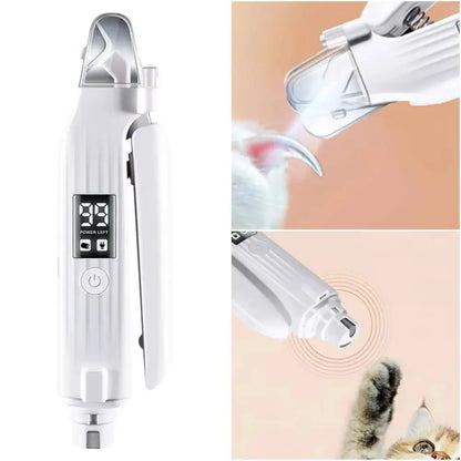 2-in-1 Electric Pet Nail Grinder with LED Light – Quiet Trimmer for Dogs & Cats