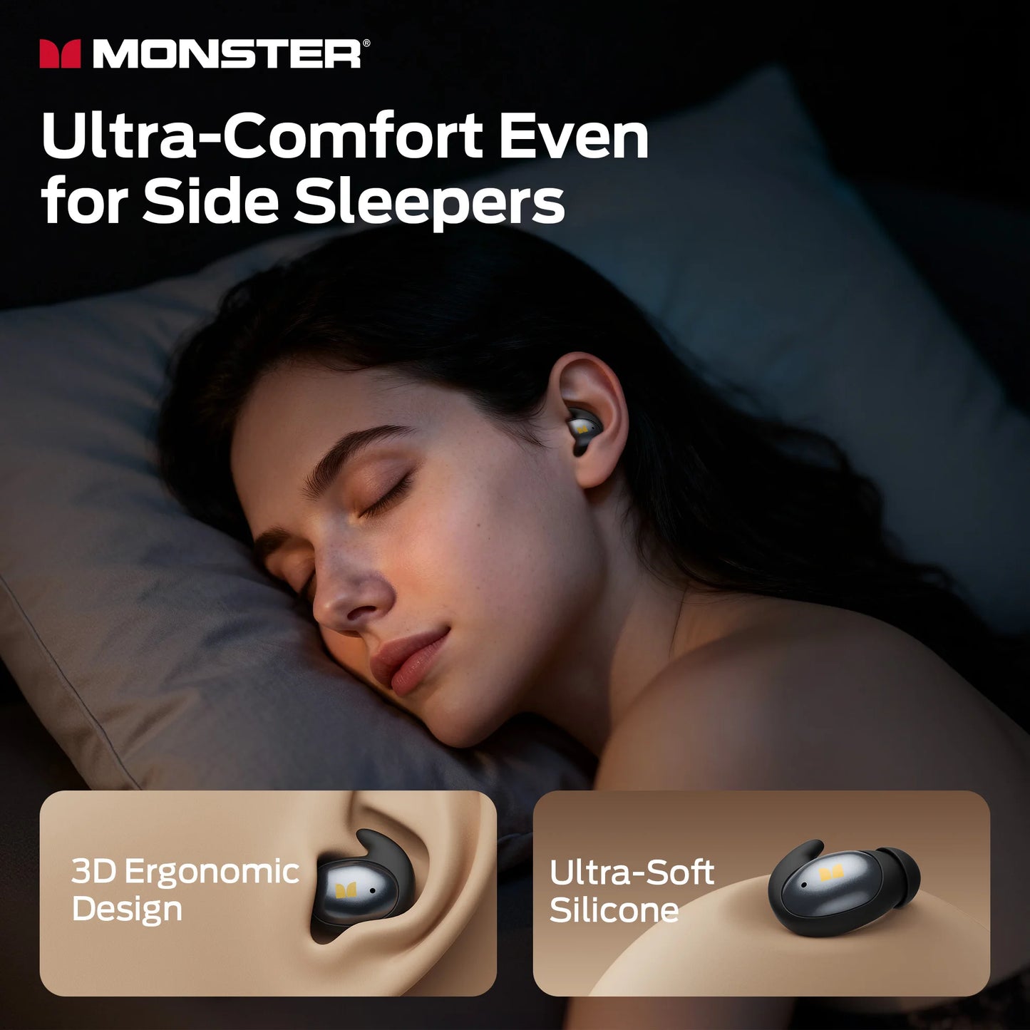 Sleep Earbuds for Side Sleepers – Bluetooth 5.0 Noise Cancelling Wireless Earphones