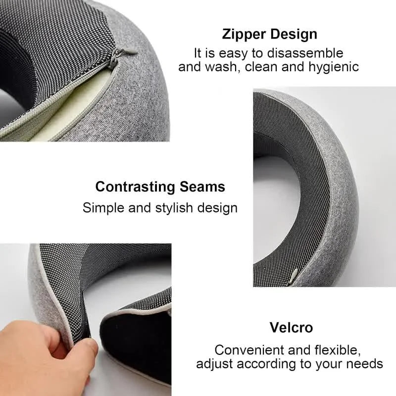 Memory Foam Travel Neck Pillow – U-Shaped Snail Style Adjustable Support Pillow