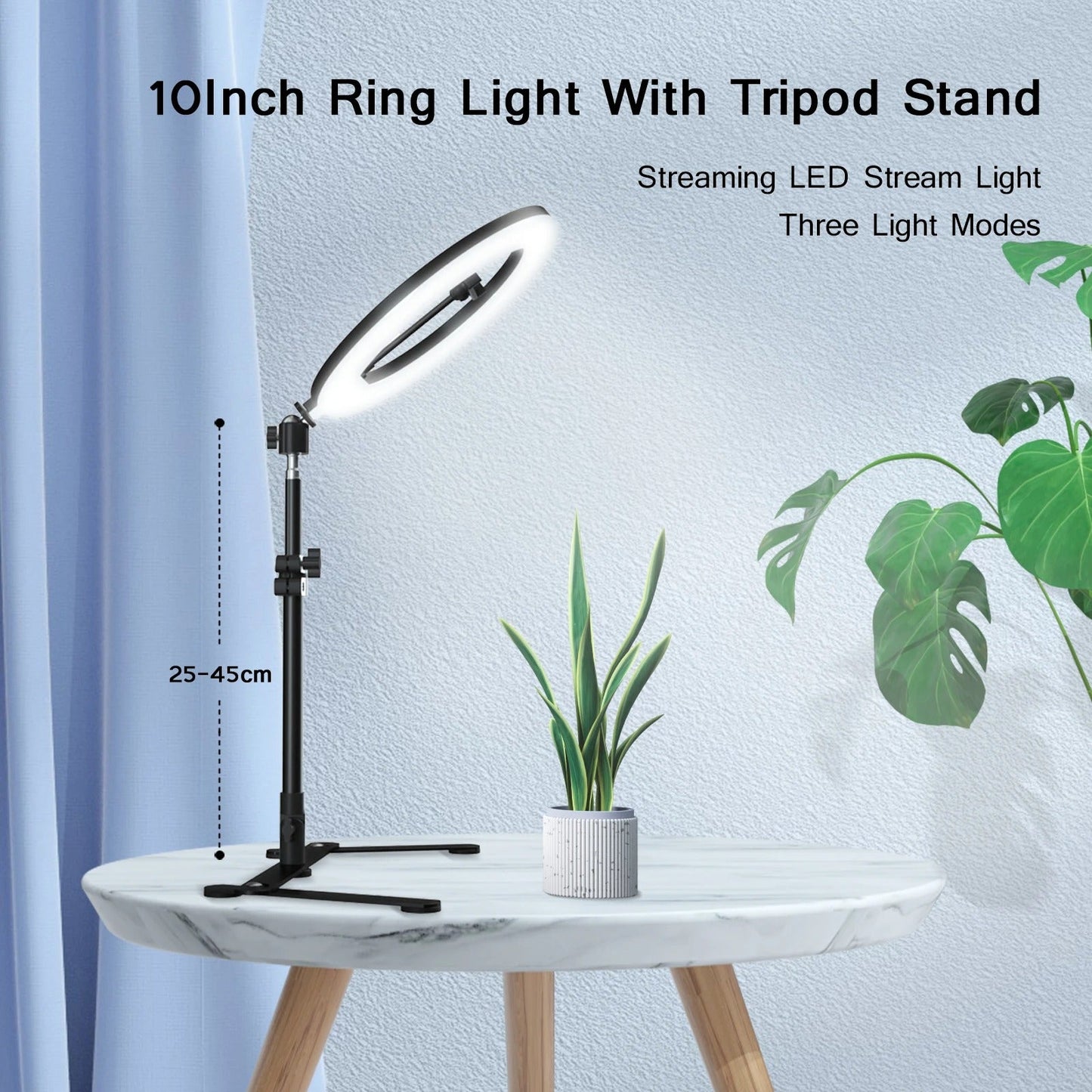 Ring Light Tripod Stand with Phone Holder – LED Selfie Light for TikTok & YouTube
