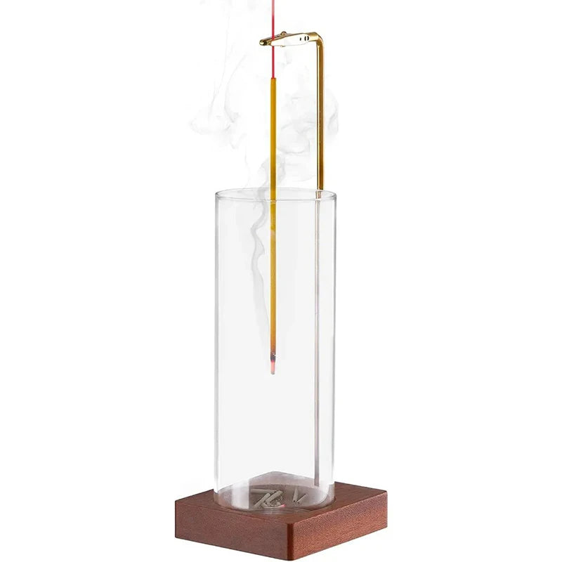 Glass incense holder with removable ash catcher