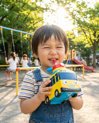 Cartoon Toy Bus Water Bottle with Straw lifestyle photo