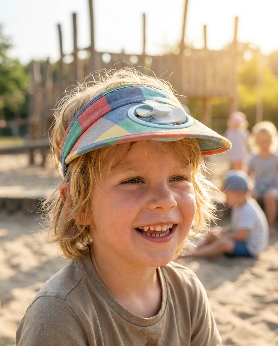 Kids Sun Visor Hat with Cooling Fan lifestyle photo