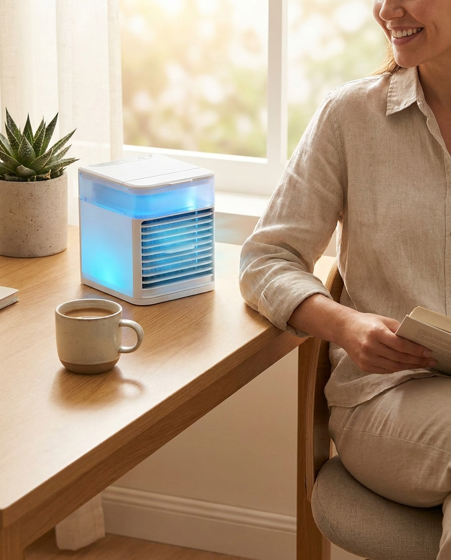 Mini Portable Air Conditioner for Desktop lifestyle photo