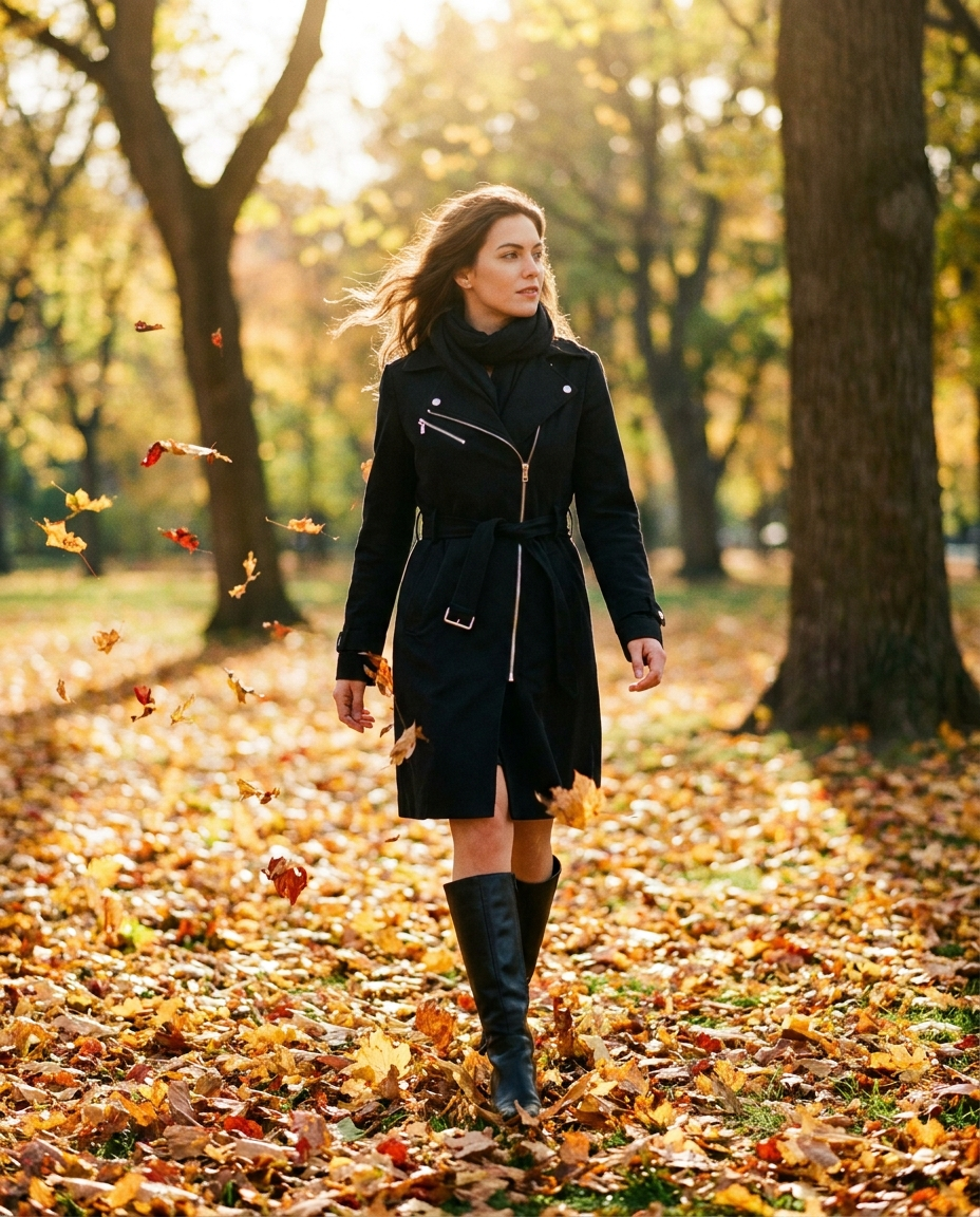 Stylish Zipper Trench Coat For Women lifestyle photo