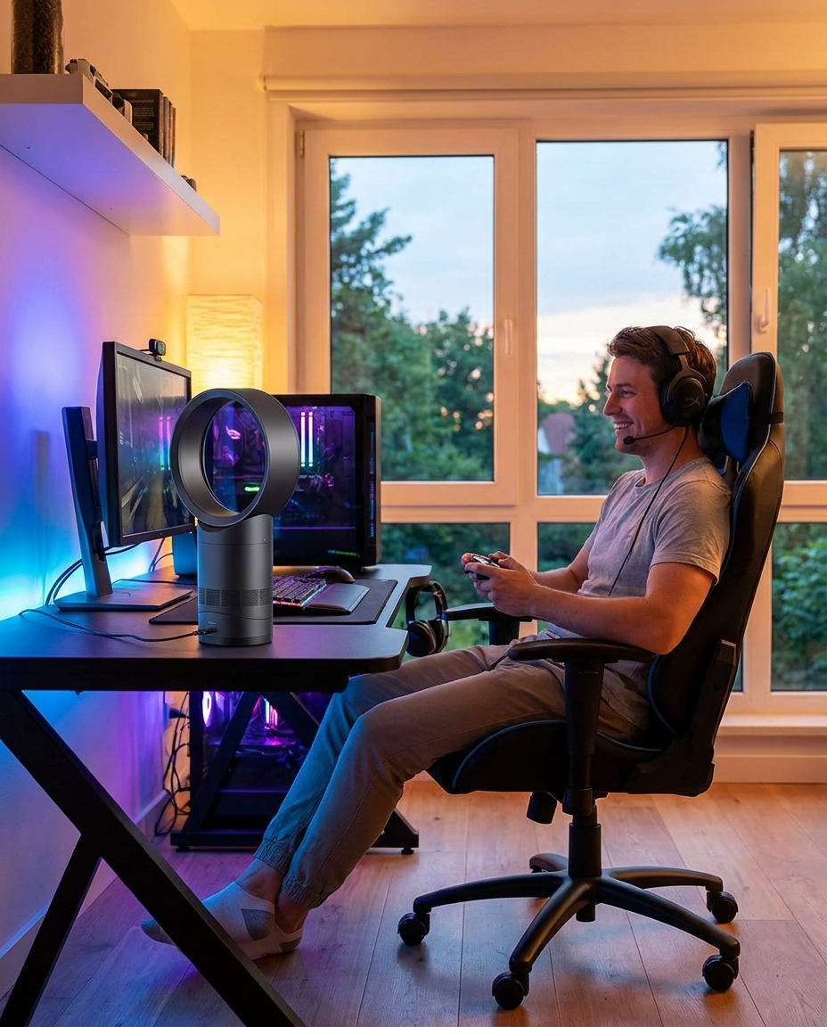 USB Bladeless Fan and Desktop Air Conditioner lifestyle photo