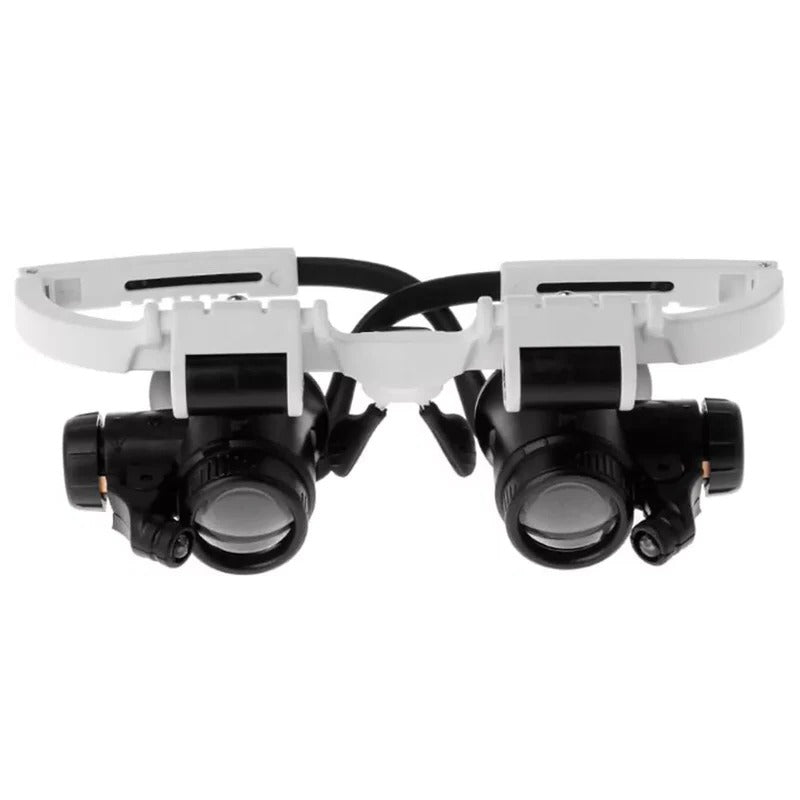 LED Magnifier Glasses 8x 15x 23x – Hands-Free Headset Magnifying Glass with Light