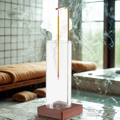 Glass incense holder with removable ash catcher