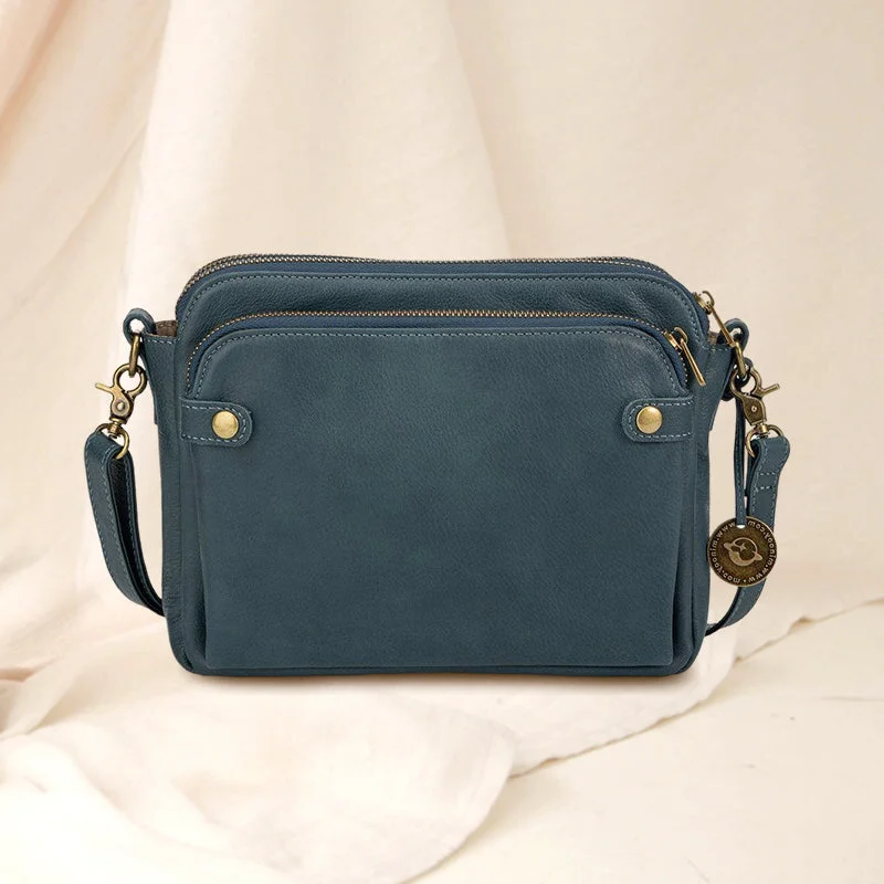 Three-layer crossbody leather shoulder bag