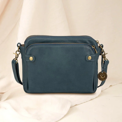 Three-layer crossbody leather shoulder bag