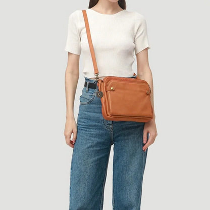 Three-layer crossbody leather shoulder bag