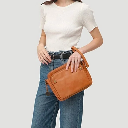 Three-layer crossbody leather shoulder bag