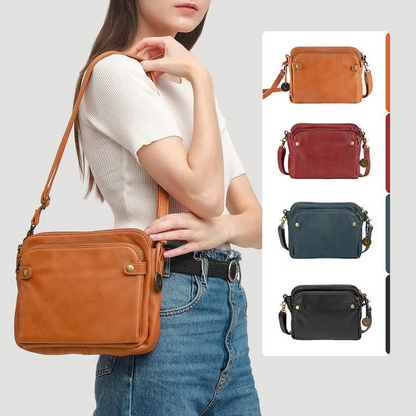 Three-layer crossbody leather shoulder bag