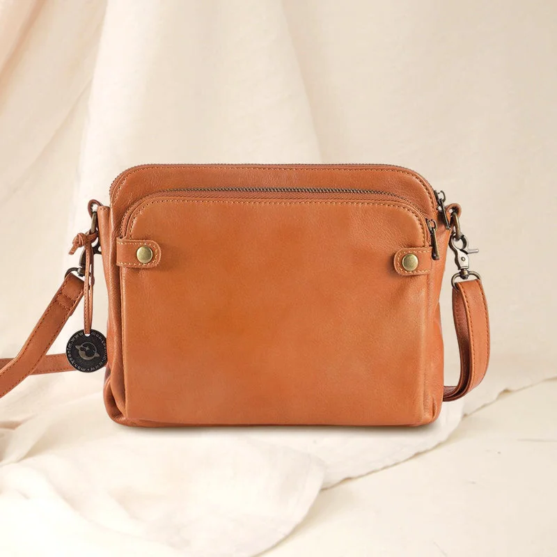 Three-layer crossbody leather shoulder bag