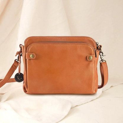 Three-layer crossbody leather shoulder bag