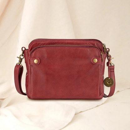 Three-layer crossbody leather shoulder bag