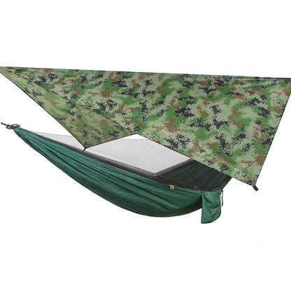 Two-person camping hammock tent with canopy
