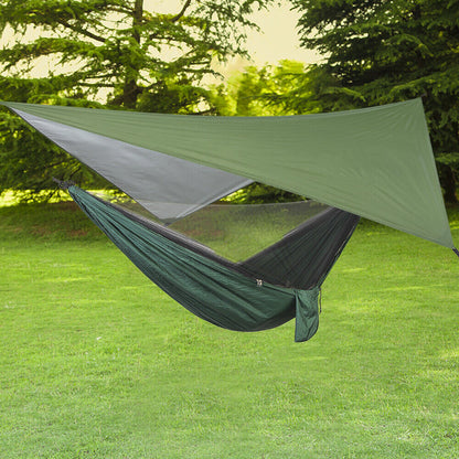 Two-person camping hammock tent with canopy